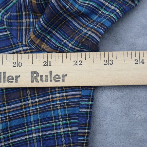 MLM Label Shirt Womens Multicolor Short Sleeve Vneck Button Plaid Blouse - Picture 7 of 16